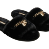 Michael Kors Black Fuzzy Fur Slippers