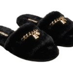 Michael Kors Black Fuzzy Fur Slippers